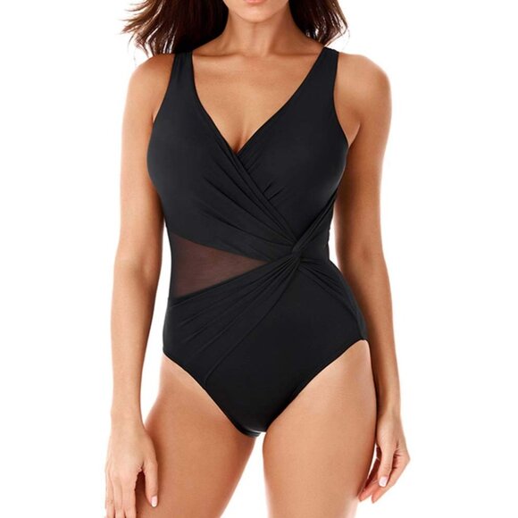 Miraclesuit Illusionists Circe Swimsuit Black One Piece Size 14 - New - Picture 1 of 3